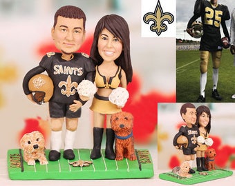 Personalised wedding cake topper -Football Cake Toppers New Orleans Saints themed (Free shipping)