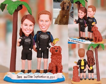 Personalised wedding cake topper - Underwater Theme Scuba Diver Wedding Cake Topper (Free shipping)