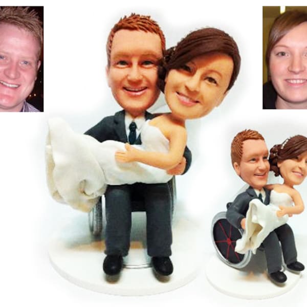 Personalised wedding cake topper - man on the wheelchair (Free shipping)