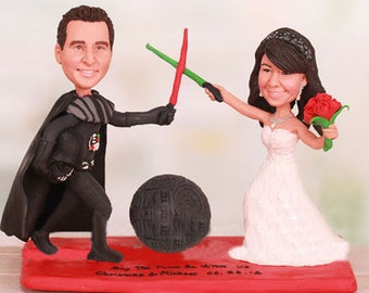 Personalised wedding cake topper - Star War Theme Darth Vader Cake Toppers  (Free shipping)