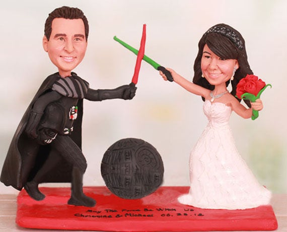 Personalised Wedding Cake Topper Star War Theme Darth Vader
