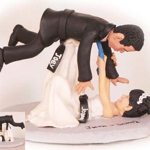 Personalised wedding cake topper - Bride Throwing Groom Over Her Head Jiu Jitsu Wedding Cake Toppers  (Free shipping)