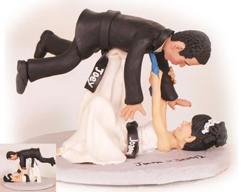 Personalised wedding cake topper - Bride Throwing Groom Over Her Head Jiu Jitsu Wedding Cake Toppers  (Free shipping)