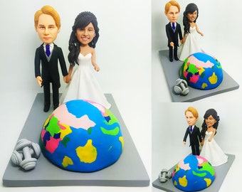 Personalised wedding cake topper - traveller theme  (Free shipping)