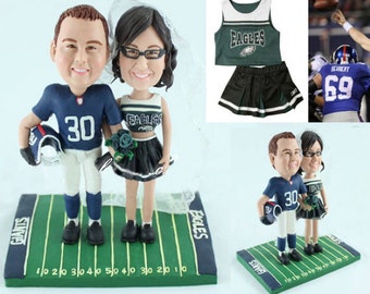 America football wedding - Personalised wedding cake topper (Free shipping)