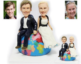 Personalised wedding cake topper - travellers wedding cake topper (Free shipping)