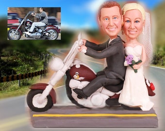 Personalised wedding cake topper - Riding motorbike with me (Free shipping)