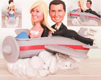 Fly me up themed - Personalised wedding cake topper (Free shipping)