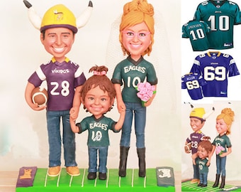 Vikings and Eagles Theme Family Wedding Cake Toppers  (Free shipping)