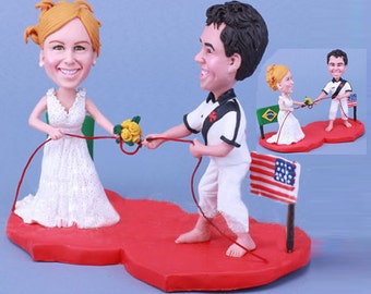 Multi National and Ethnic Wedding Cake topper - international marriage(Free shipping)