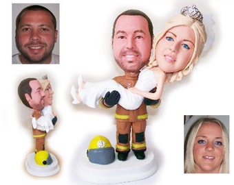 Personalised wedding cake topper - another fireman wedding cake topper (Free shipping)