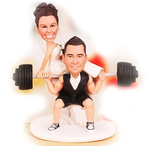 Personalised wedding cake topper weight lifting themeFree shipping image 1