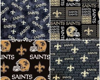 Fabric by the 14 yard or more Riverboat Streetcar Black and Gold Fleur de Lis NEW ORLEANS SAINTS Cotton Fabric