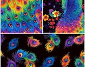 Rainbow Peacock 100 Cotton Fabrics by Timeless Treasures Choose Your Cut