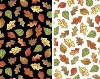 Always Give Thanks Autumn Fall Leaves and Vines 100% Cotton Fabrics by QT! 2 Styles