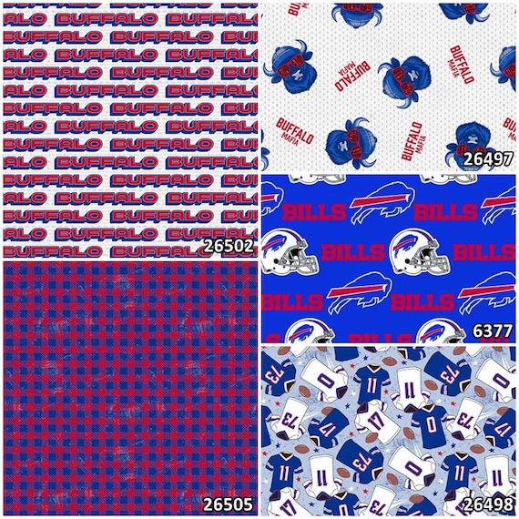 NFL Logo Buffalo Bills Blue and Red 100% Cotton Fabric by Fabric