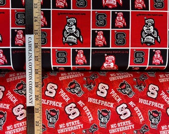 NCAA North Carolina State University NC State Wolfpack College Logo  100% Cotton Fabric by Sykel!