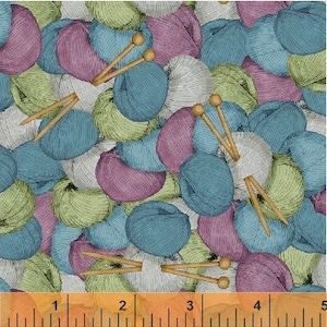 Knit N Purl Yarn Balls Knitting 100% Cotton Fabrics by Windham Fabrics! 2 Styles