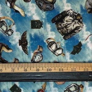 First in Flight Airplanes, Vintage planes, Aviation Gear, compass 100% Cotton Fabric! 5 Styles 22980 HELMETS BLUE