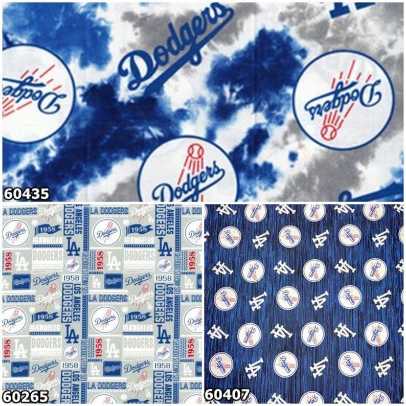 MLB Logo Los Angeles Dodgers Blue & White 100% Cotton Fabric by Fabric Traditions 7 Styles image 3