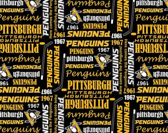 NHL Logo Pittsburgh Penguins Yellow & Black #1138 Ice Hockey Team 100% Cotton Fabric by Sykel!