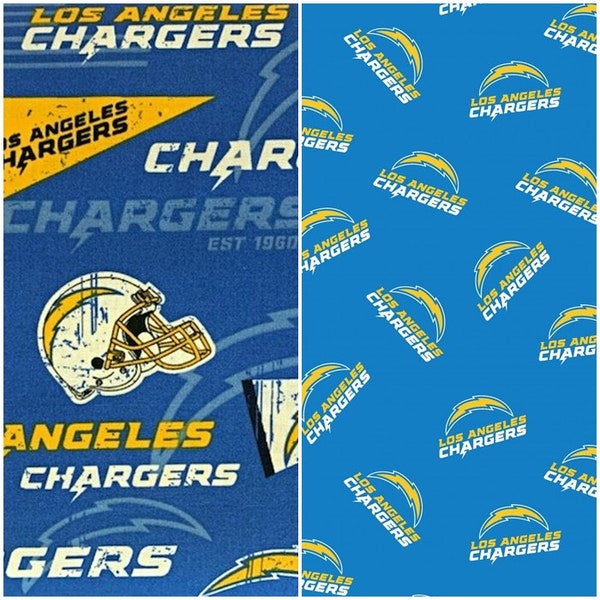 NFL Logo Los Angeles Chargers Blue & Gold 100% Cotton Fabric by Fabric Traditions! 2 Styles