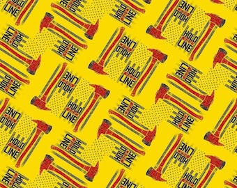 Hold the Line Firefighters Flames & Fire 52220-3 Yellow 100% Cotton Fabric!