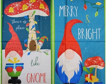 Christmas Gnomes 100% Cotton Fabric 24" Panels! 2 Styles