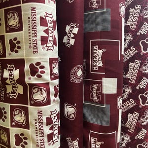 NCAA Mississippi State Bulldogs Maroon & Grey College Logo 100% Cotton Fabric by Sykel! 4 Styles