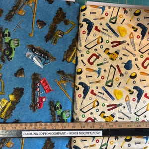 Bouwgereedschappen en voertuigen 100% katoenen stoffen! 2 stijlen: