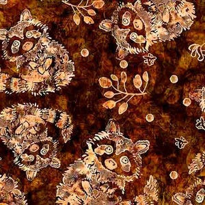 Wildwood Menagerie of Woodland 30899-A Raccoon Brown 100% Cotton Fabric by QT! image 1