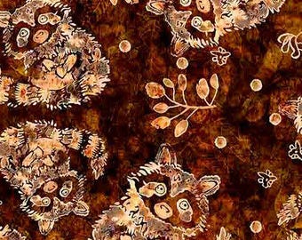 Wildwood Menagerie of Woodland 30899-A Raccoon Brown 100% Cotton Fabric by QT!