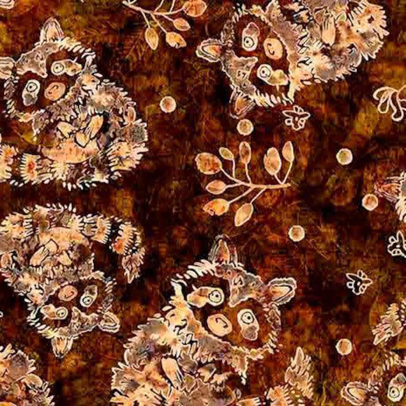 Wildwood Menagerie of Woodland 30899-A Raccoon Brown 100% Cotton Fabric by QT! image 1