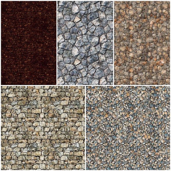 Earthly Delights Rocks, Bricks, Cobblestone, Shingles Nature-Inspired Textures 100% Cotton Fabrics by QT! 5 Styles