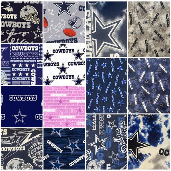 NFL Logo Dallas Cowboys Navy and Silver 100% Cotton Fabric by Fabric Traditions! 14 Styles