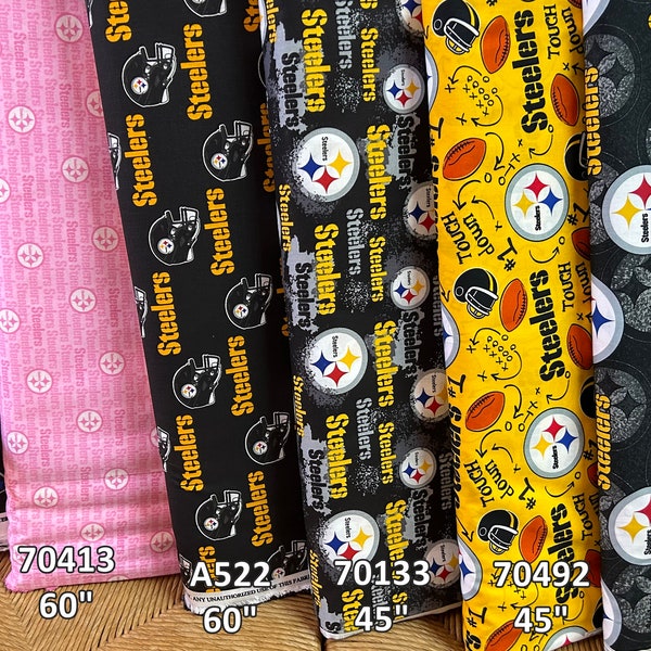 NFL Logo Pittsburgh Steelers Black & Yellow 100% Cotton Fabric by Fabric Traditions! 6 Styles