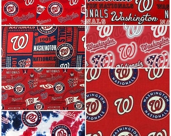 MLB Logo Washington Nationals Red  & Navy 100% Cotton Fabric by Fabric Traditions! 7 Styles