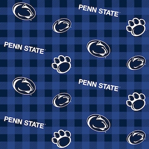 NCAA Penn State Nittany Lions College Logo Navy & White 100% Cotton Fabric by Sykel! 7 Styles 1207 BUFFLAO PLAID