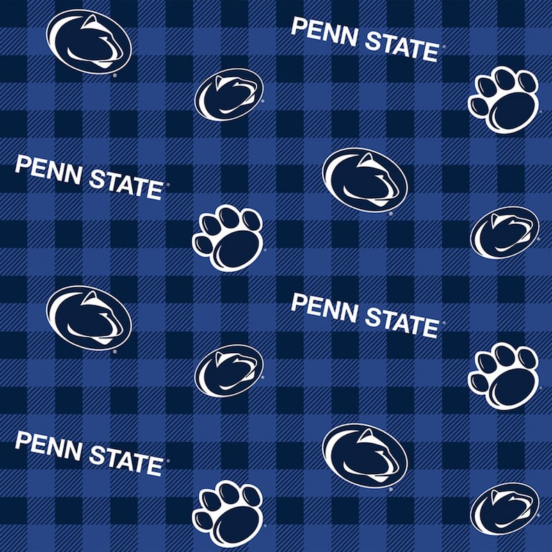 NCAA Penn State Nittany Lions College Logo Navy & White 100% Cotton Fabric by Sykel! 7 Styles 1207 BUFFLAO PLAID