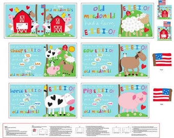 See You Soon Racoon & Old MacDonald Had a Farm Huggable Loveable 36" 100% Cotton Fabric DIY Soft Book Panels! 2 Styles