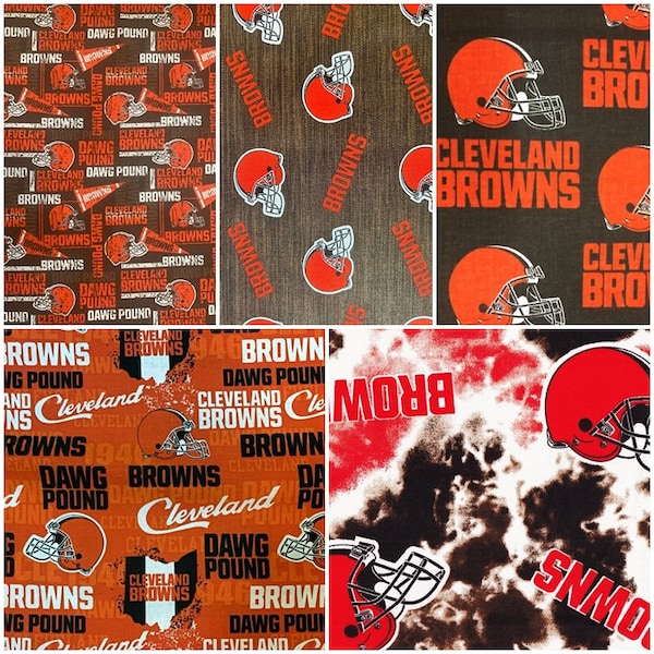 NFL Logo Cleveland Browns Orange & Brown 100% Cotton Fabric by Fabric Traditions! 5 Styles