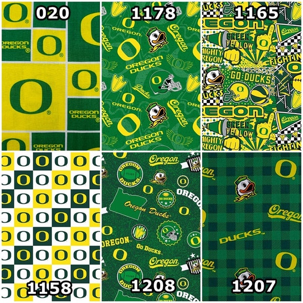 NCAA University of Oregon Ducks Green & Yellow College Logo Cotton Fabric by Sykel! 6 Styles!