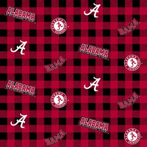 NCAA Alabama Crimson Tide Crimson & Black College 100% Cotton Fabric Roll Tide 15 Styles 1207 BUFFALO PLAID