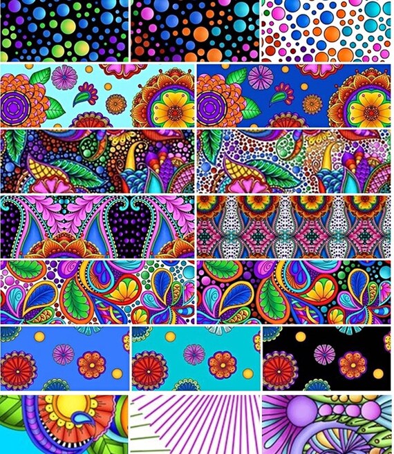CarnivaleAlpha Doodle Abstract 100% Cotton Fabric by QT - Etsy 日本