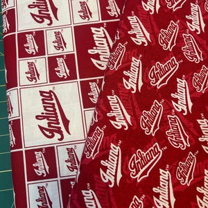 NCAA Indiana University Hoosiers Red College Logo 100% Cotton Fabric by Sykel! 3 Styles image 1