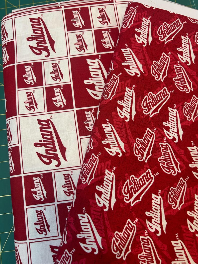 NCAA Indiana University Hoosiers Red College Logo 100% Cotton Fabric by Sykel! 3 Styles image 1