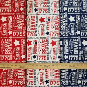 Land of the Free, Because of the Brave Patriotic USA 100% Cotton Fabric by Riley Blake! 3 Styles