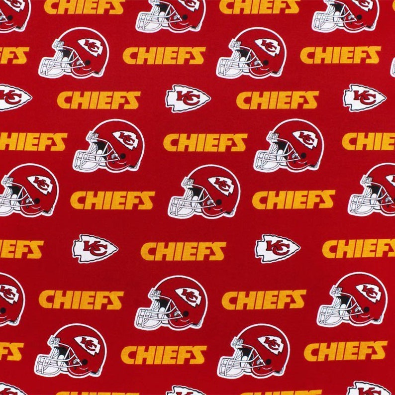 NFL Logo Kansas City Chiefs 100% Cotton Fabric by Fabric Traditions 3 Styles 6315 Red | 60"