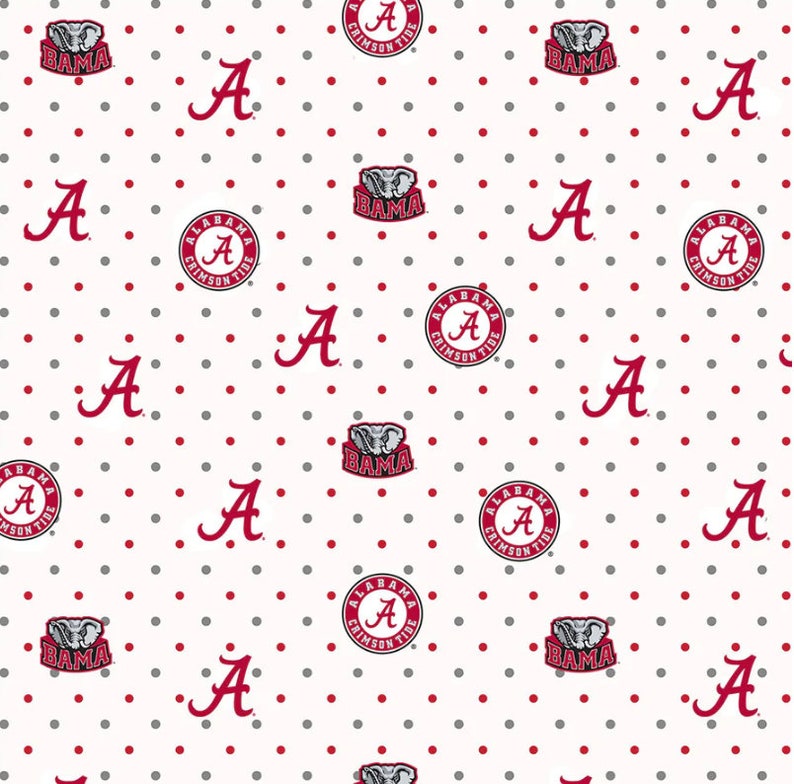 NCAA Alabama Crimson Tide Crimson & Black College 100% Cotton Fabric Roll Tide 15 Styles 1323 PIN DOT