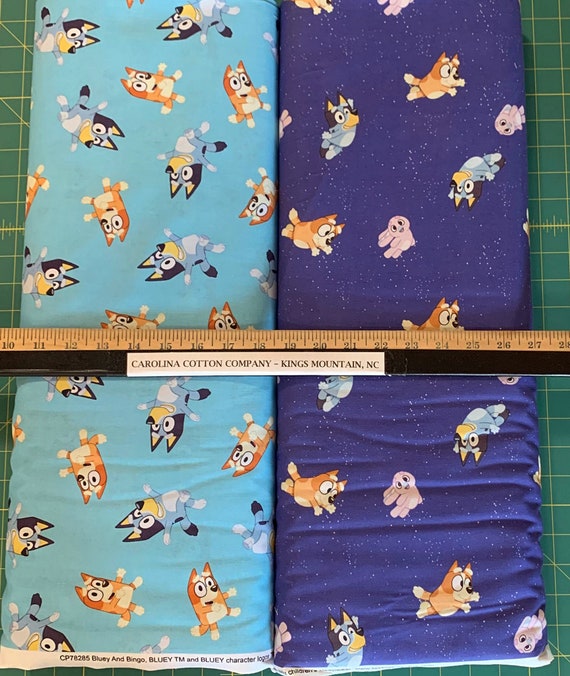 Bluey, Bingo, Bandit, and Chili 100% Cotton Fabric by Springs